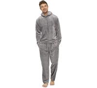 Pyjama Hommes en Polaire, Grenouillère Adulte en Pilou Manche Longue Capuche, Ensemble de pyjama chaud en daim à capuche simple de couleur pure Pijamas