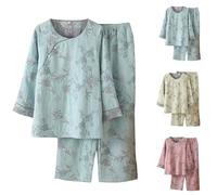 Pyjama japonais pour femme, kimono Hanfu pour femme, pyjama fantaisie vintage avec imprimé branches, vêtements de détente fins, 2 pièces, style poétique chinois, vêtements de nuit, légers et