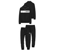 Pyjama Juventus Long Blanc Noir Garçon Homme Officiel Homewear Sweat-shirt avec Zip et Pantalon Long 2085 Combinaison Coton, Noir , M