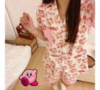 Pyjama Kirby imprimé dessin animé, ensemble short et t-shirt à manches courtes, style Kawaii, pour la maison ou les sorties décontractées, pyjama d'été, cadeau de vacances Kirby