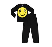 Pyjama long en coton avec écouteurs Happy Face pour garçon, Noir , 14-15 ans