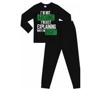 Pyjama long en coton avec inscription « I'm Not Arguing I'm Just Expliing Why I'm Right », Noir , 12-13 ans