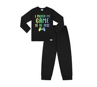 Pyjama long en coton I Paused My Game Rainbow, Noir , 11-12 ans