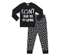 Pyjama long en coton noir pour garçon Can't Hear You I'm Gaming, Noir , 10-11 ans