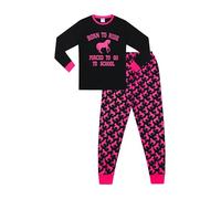 Pyjama long en coton pour fille Born To Ride Forced To Go To School 7 à 16 ans, Noir , 14-15 ans