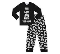 Pyjama long en coton pour garçon Can I Just Finish My Game Blanc - Noir - 11-12 ans