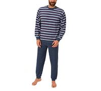 Pyjama long en tissu éponge pour homme avec poignets en grandes tailles jusqu'à la taille 70, bleu, 70 cm