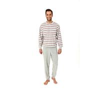 Pyjama long en tissu éponge pour homme avec poignets en grandes tailles jusqu'à la taille 70, Gris chiné, 68 cm