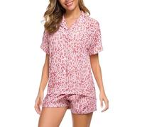 Pyjama long pour femme avec boutonnière - Ensemble pyjama à manches courtes - Ensemble de pyjama court - Robe de loisirs - Vêtement de maison avec boutonnière - Doux et confortable - Tenue de loisirs