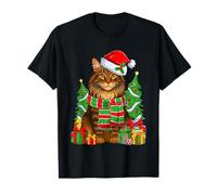 Pyjama Maine Coon Chat et Bonnet de Père Noël Joyeux Noël Enfants T-Shirt