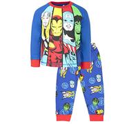 Pyjama Marvel Avengers pour enfants - Ensemble de pyjama à manches longues Avengers - 100% coton, pyjama à manches longues de super-héros - Marchandise officielle Marvel - Bleu