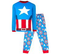 Pyjama Marvel pour Les garçons de 3 à 10 Ans | Pyjama à Manches Longues Captain America PJs | Costume de Super-héros 100% Coton | Marchandise Officielle | Cadeau pour Les garçons -