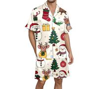 Pyjama masculin imprimé Noël tenue détente maison soirée festive confortable ensemble doux coton respirant idéal célébration hivernale nuits douillettes loisirs intérieur élégant cadeau parfait