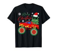 Pyjama Merry Christmas Monster Truck Lovers Xmas Boys Kids T-Shirt