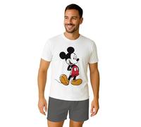 Pyjama Mickey Mouse Disney pour homme - Ensemble pyjama pour homme - Haut à manches courtes avec short et pantalon - Gris/blanc, gris/blanc, M