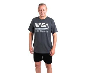 Pyjama NASA pour homme - Ensemble pyjama de voyage spatial - Haut à manches courtes avec pantalon - Gris
