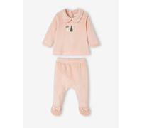 VERTBAUDET Pyjama de Noël bébé 2 pièces en Velours Rose poudré 9M(71CM)