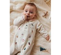 Pyjama Noël bébé fille brodé en velours écru 3M(60CM)