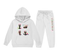 Pyjama Noël Enfant Ensemble Fille Renne Noël Hoodie Set Deux Pièces Enfant Moyen Petit Solide Couleur Manches Longues Hoodie Sweatpants Carnaval Noël Doux Cadeau Parfait Vêtement Sportif