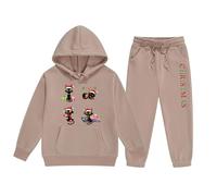 Pyjama Noël Enfant Ensemble Fille Renne Noël Hoodie Set Deux Pièces Enfant Moyen Petit Solide Couleur Manches Longues Hoodie Sweatpants Carnaval Noël Doux Cadeau Parfait Vêtement Sportif