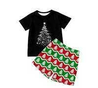 Pyjama Noël Enfant Fille Ensemble Fille Style Floral Print Deux Pièces Confortable Daily Wear Party Ensemble Design Mignon Carnaval Noël Cadeau Unique Vêtement Fille