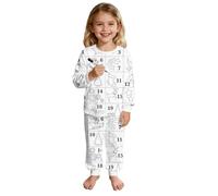 Pyjama Noël Enfant Fille Pyjama Doodle Art Manches Longues Haut Pantalon Fête Festive Wear Enfant Deux Pièces Famille Party Carnaval Noël Cadeau Festif Vêtement Fille