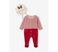 ENVIE DE FRAISE Pyjama noël et Bonnet bébé en Velours Rouge 6M(67CM)