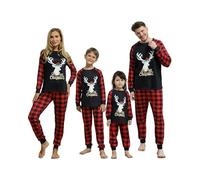 Pyjama Noel Famille,Ensemble Pyjama Famille Noel,Pyjama de Noël Famille Assortis,Vêtement de Nuit à Manches Longues avec Imprimé de Renne,Christmas Pyjamas Noel pour Femme Homme Enfant Bébé et Couple