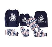 Pyjama Noel Famille Femme Homme Pyjamas de Noël Famille Hiver Assorti Noel Satin à Manches Longues avec Imprimé pour Père Mère Couple, Christmas Pajamas Costume Sexy Femme Mere Noel (02-Navy,S)