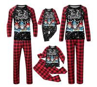 Pyjama Noel Famille Hiver Chaud Ensemble Pyjama Noel Famille Manches Longues Pyjama Noel Couple Enfant Fille Garcon Bebe Ensembles de Pyjama Noël Famille Pyjama Mere Pere Noel Pyjama Famille Assortis