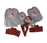 Pyjama Noel Famille Hiver Chaud Ensembles de Pyjama Femme Homme Fille Garçon Ensemble Pyjamas Noel Couple Enfant Bebe avec T Shirt Manche Longue et Pantalon Pyjamas Noël Famille Assortis Mere Pere