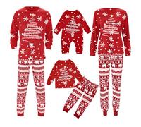 Pyjama Noel Famille Hiver Manches Longues Noel Pyjama Famille Christmas for Homme Femmes Bas De Homme Ensemble de Noël pour Dames Deguisement Père (Rouge,S)