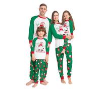 Pyjama Noel Famille,Pyjama Assorti Couple,Ensembles de Pyjamas Noël,Chaud Christmas Pyjama Ensemble Femme Homme Fille BéBé Garçon Printemps Automne Hiver Enfants
