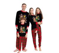 Pyjama Noel Famille,Pyjama Assorti Couple,Ensembles de Pyjamas Noël,Chaud Christmas Pyjama Ensemble Femme Homme Fille BéBé Garçon Printemps Automne Hiver Enfants