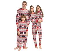 Pyjama Noel Famille,Pyjama Assorti Couple,Ensembles de Pyjamas Noël,Chaud Christmas Pyjama Ensemble Femme Homme Fille BéBé Garçon Printemps Automne Hiver Bébés