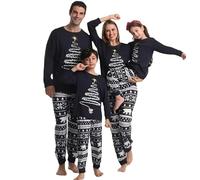 Pyjama Noel Famille,Pyjama Assorti Couple,Ensembles de Pyjamas Noël,Chaud Christmas Pyjama Ensemble Femme Homme Fille BéBé Garçon Printemps Automne Hiver Enfants