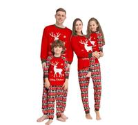 Pyjama Noel Famille,Pyjama Assorti Couple,Ensembles de Pyjamas Noël,Chaud Christmas Pyjama Ensemble Femme Homme Fille BéBé Garçon Printemps Automne Hiver Enfants