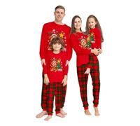 Pyjama Noel Famille,Pyjama Assorti Couple,Ensembles de Pyjamas Noël,Chaud Christmas Pyjama Ensemble Femme Homme Fille BéBé Garçon Printemps Automne Hiver Bébés