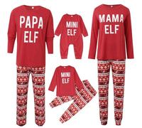 Pyjama Noel Famille Pyjama Noël Femme Homme Hiver Assorti Satin Pyjamas à Manches Longues avec Imprimé pour Père Mère, Family Christmas Pajamas le Costume du Pere Noel Lutin Gonflable (G1-Red,M)