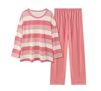 Pyjama Noël Femme Ensembles De Pyjama Chaud, 2 Pièces Manches Longues Tissu Doux Chaud Imprimé Dessin Animé Ample Respirant Adapté À Hiver pour Loungewear Quotidien