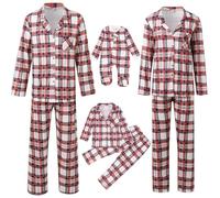 Pyjama Noël Femme Ensembles De Pyjamas Flanelle 2 Pièces À Revers Imprimé Manches Longues Et Pantalon Long Chaud Doux Adapté pour Fêtes Et Nuit De Vacances Family Christmas Pajamas le (Rouge-1,L)