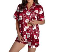 Pyjama Noel Femme Flanelle,Ensemble De Pyjama Femme Confortable en Tissu Doux pour Nuits Paisibles Tenue DéContractéE Deux PièCes Design éLéGant Parfait Automne Hiver