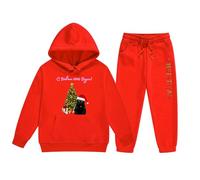 Pyjama Noël Fille Ensemble Fille Renne Noël Hoodie Set Deux Pièces Enfant Moyen Petit Solide Couleur Manches Longues Hoodie Sweatpants Carnaval Noël Doux Cadeau Festif Vêtement Enfant