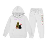 Pyjama Noël Fille Ensemble Fille Renne Noël Hoodie Set Deux Pièces Enfant Moyen Petit Solide Couleur Manches Longues Hoodie Sweatpants Carnaval Noël Doux Cadeau Festif Vêtement Enfant