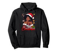 Pyjama Noir pour Fille avec Bonnet de Père Noël Joyeux Noël Afro-américain Sweat à Capuche