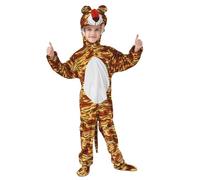 Pyjama One Piece Enfant Combinaison à Capuche pour Enfants,Costume de fête,Combinaison Cosplay,Fermeture éclair,vêtements de Nuit Chauds(Gold,6-7 Ans)