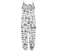 Pyjama One Piece Enfant Combinaison sans Manches Peinte à la Main pour Enfant,vêtements d'intérieur,Barboteuse,Pantalon,vêtements pour garçon et Fille,avec lesquels Jouer et Porter(White,7-8ans)