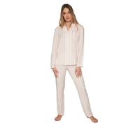 Pyjama ouvert à rayures manches longues femme Admas Rose 2XL