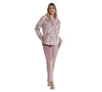 Pyjama ouvert manches longues en velours femme Admas Classic Rose XL
