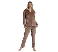 Pyjama ouvert rayÃ© manches longues femme Admas Classic Relax Home Marron L